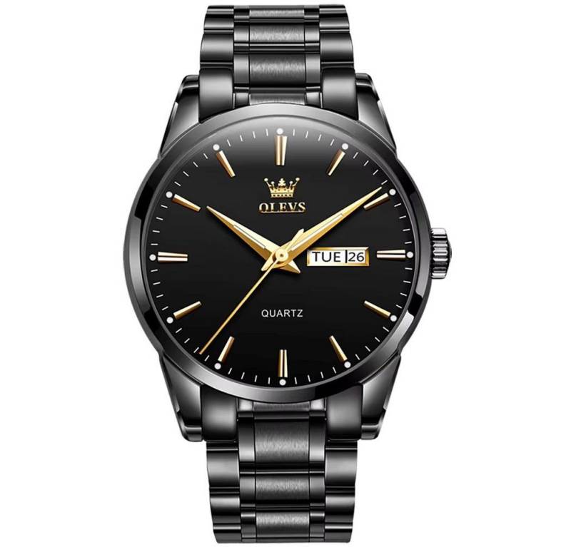 Tidy Quarzuhr Herrenuhr – elegantes schwarzes Zifferblatt Quartz-Uhr von Tidy