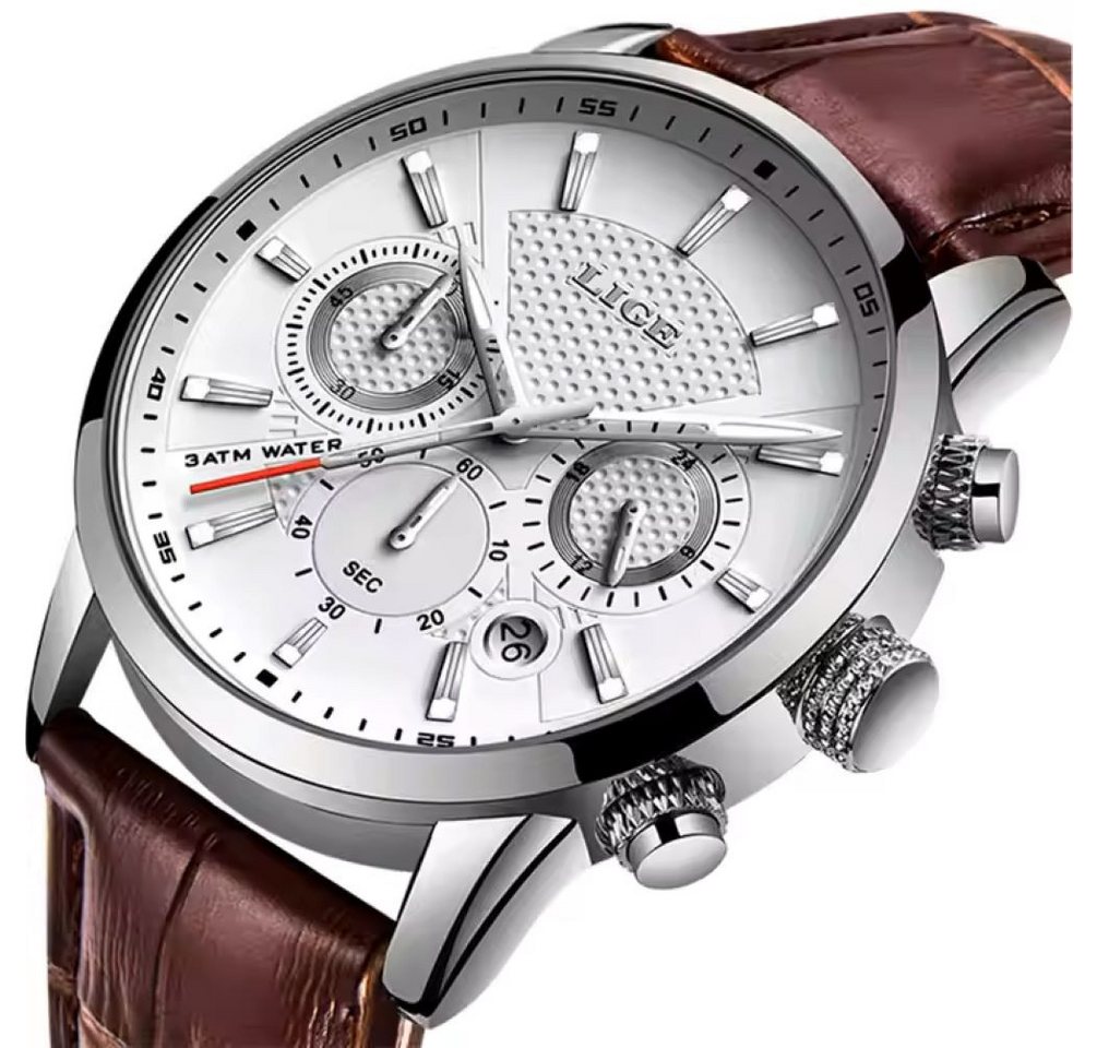 Tidy Quarzuhr LIGE Herren-Armbanduhr,LG9866 modisch, Chronograph,Edelstahl, Modern von Tidy