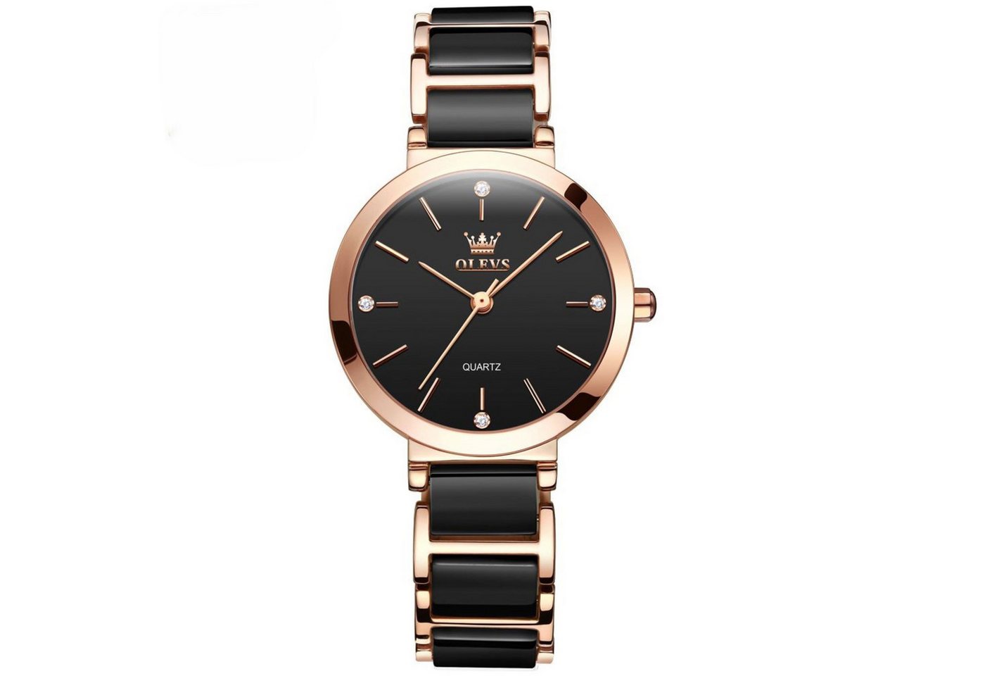 Tidy Quarzuhr Neu Damenuhr Keramik Rosegold Schwarz Bi-Color von Tidy