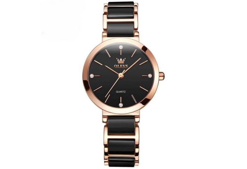 Tidy Quarzuhr Neu Damenuhr Keramik Rosegold Schwarz Bi-Color von Tidy