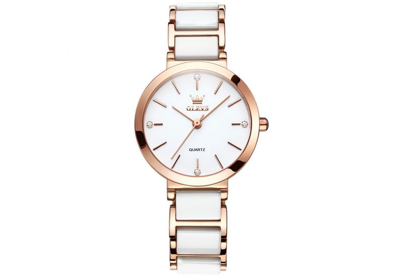 Tidy Quarzuhr Neu Damenuhr Keramik Rosegold Weiss Bi-Color von Tidy