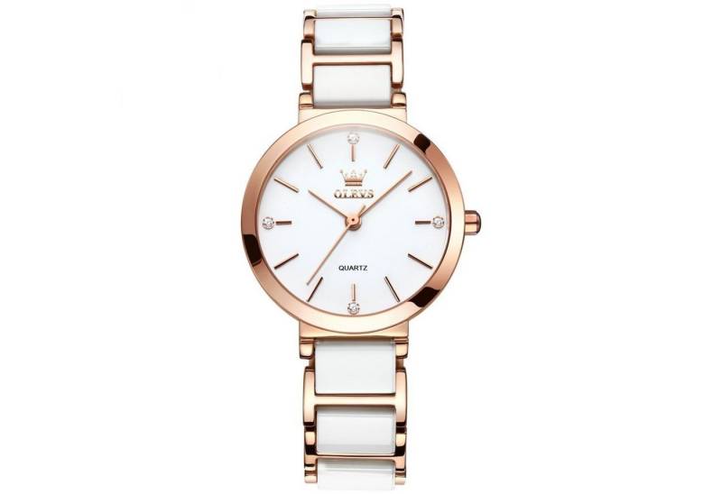 Tidy Quarzuhr Neu Damenuhr Keramik Rosegold Weiss Bi-Color von Tidy