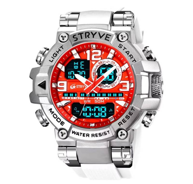 Tidy Quarzuhr Stryve Sportuhr Wasserdichte Digital-Analoge Militär Uhr Silikon von Tidy