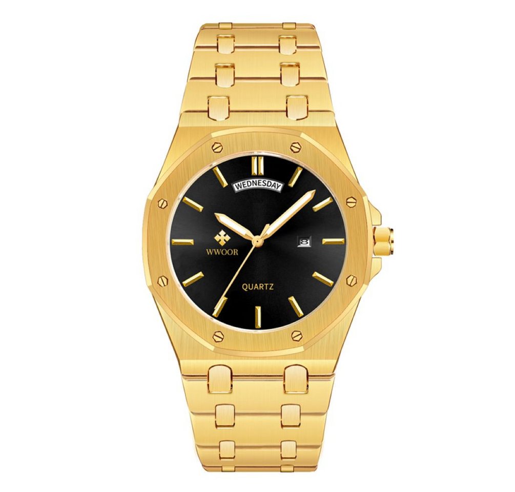 Tidy Quarzuhr WWOOR Herrenuhr Klassisches Design Edelstahl Wochentag / Datumanzeige 8887 von Tidy