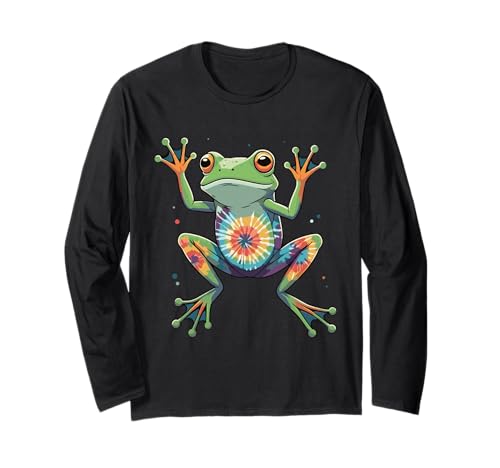 Colorful Tie-Dye Frog Leaping Art for Kids & Nature Lovers Langarmshirt von Tie-Dye Froggy Leap Art & Design