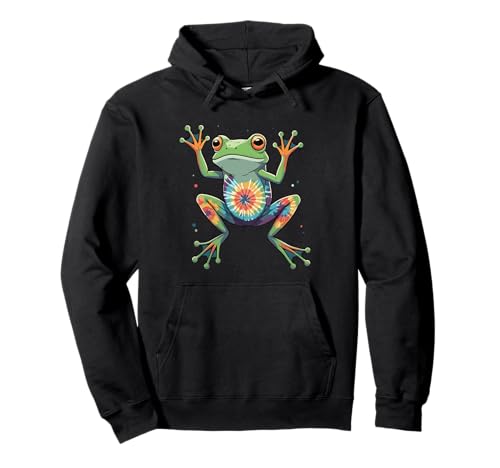 Colorful Tie-Dye Frog Leaping Art for Kids & Nature Lovers Pullover Hoodie von Tie-Dye Froggy Leap Art & Design