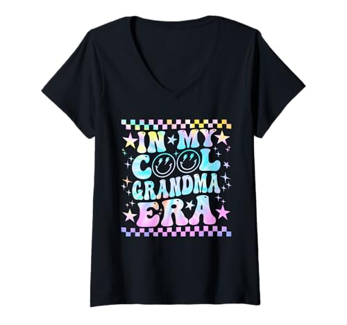 Damen Tie Dye Groovy In My Cool Oma Era Lustige Familie T-Shirt mit V-Ausschnitt Damen Tie Dye Groovy In My Cool Oma Era Lustige Familie T-Shirt mit V-Ausschnitt von Tie Dye In My Cool Grandma Era Tee