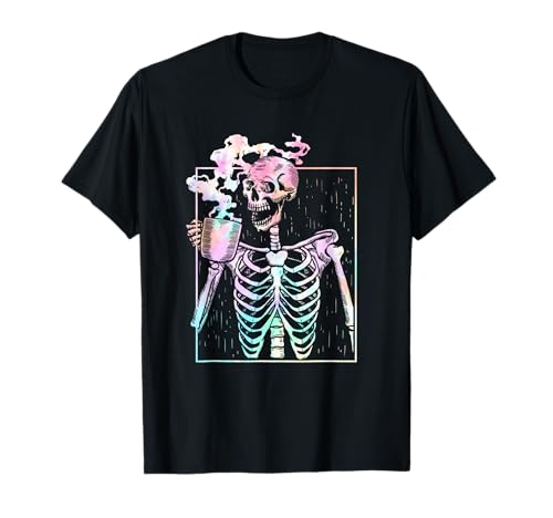 Männer Frauen Skelett Trinken Kaffee Tie Dye Koffein Liebhaber T-Shirt Männer Frauen Skelett Trinken Kaffee Tie Dye Koffein Liebhaber T-Shirt von Tie Dye Skeleton Drinking Coffee Tee Coffee Lovers