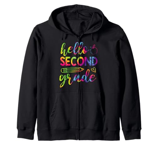 Tie Dye Hallo, Lehrerin der zweiten Klasse, Mädchen zum Schulanfang Kapuzenjacke von Tie Dye Teacher Grades Outfits Co.