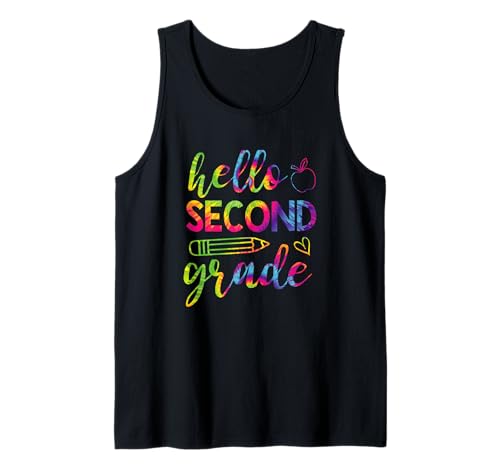 Tie Dye Hallo, Lehrerin der zweiten Klasse, Mädchen zum Schulanfang Tank Top von Tie Dye Teacher Grades Outfits Co.