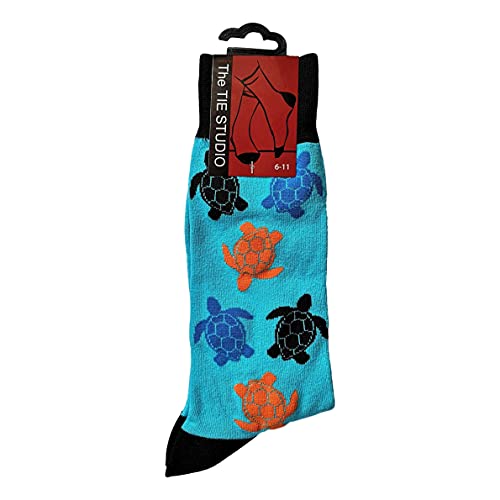 Knöchelsocken Schildkröten auf Blau, Unisex, Erwachsenengröße 39-46 von Tie Studio