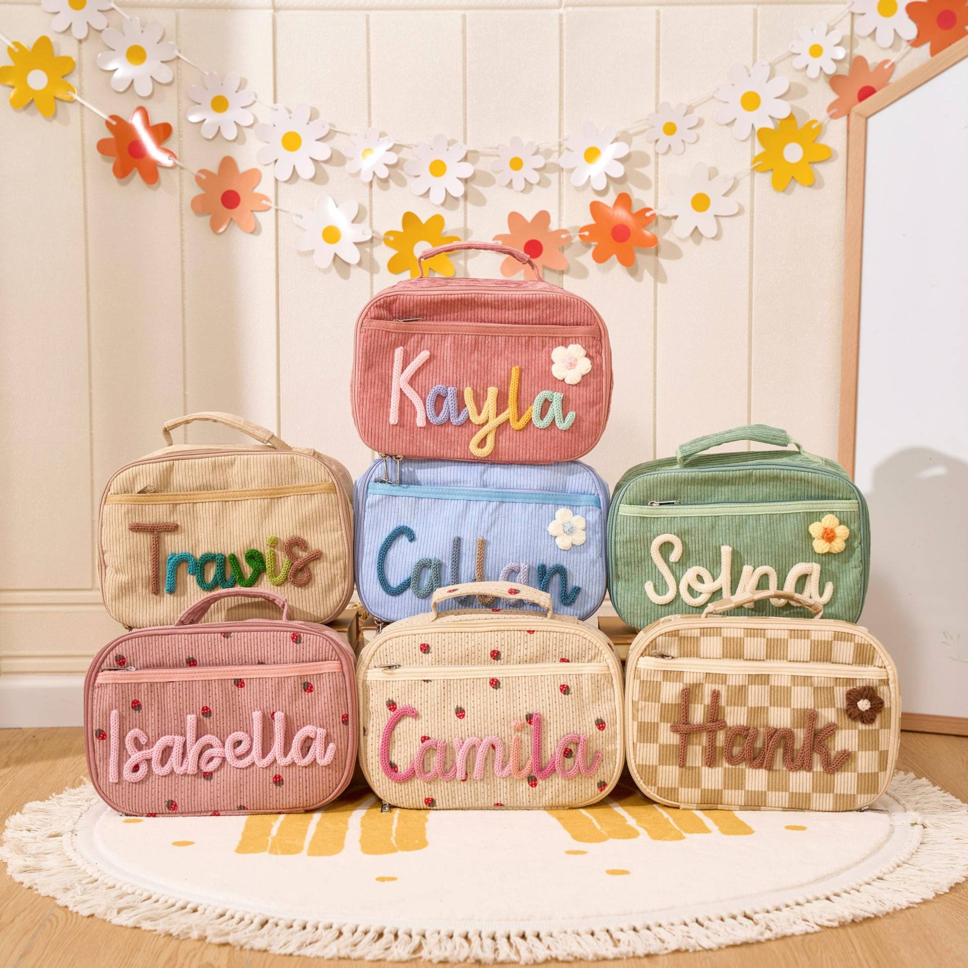 Personalisierte Kinder Lunch Tasche Handgewebte Baumwolle Schule Lunchbox von TieDapperStudio