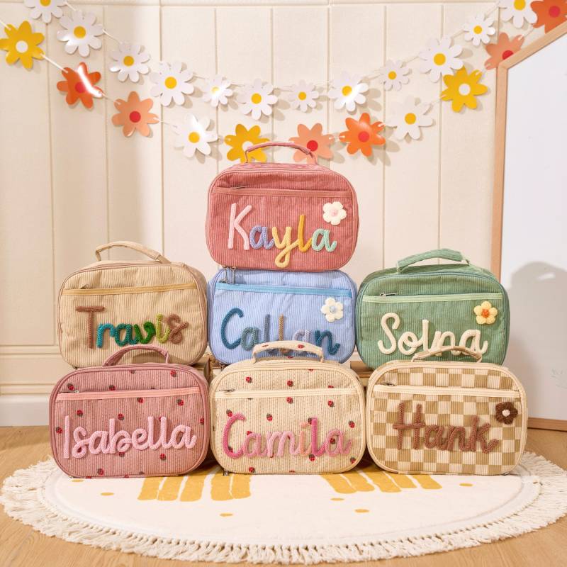 Personalisierte Kinder Lunch Tasche Handgewebte Baumwolle Schule Lunchbox von TieDapperStudio