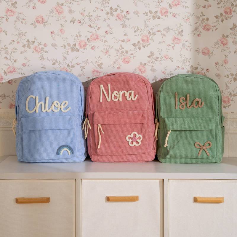 Personalisierter Cord Kinderrucksack Gestickte Name Schultasche von TieDapperStudio