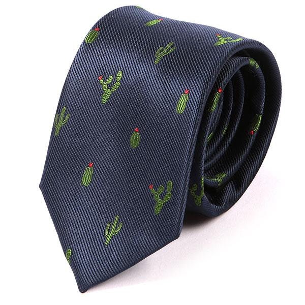 Blauer & Grüner Kaktus Muster Gestreifte Krawatte von TieDoctorUK