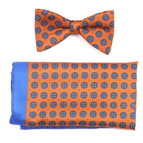 Herren Krawatte, Abramo Orange Fliege & Pocket Square Set von TieDoctorUK