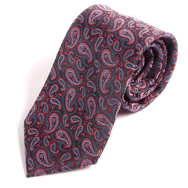 Herren Krawatte Schwarz & Rot Mini Paisley Print Krawatte, Geschenk Für Ihn von TieDoctorUK