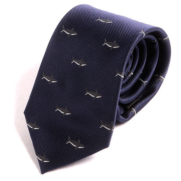 Marineblaue Krawatte Mit Hai Muster von TieDoctorUK
