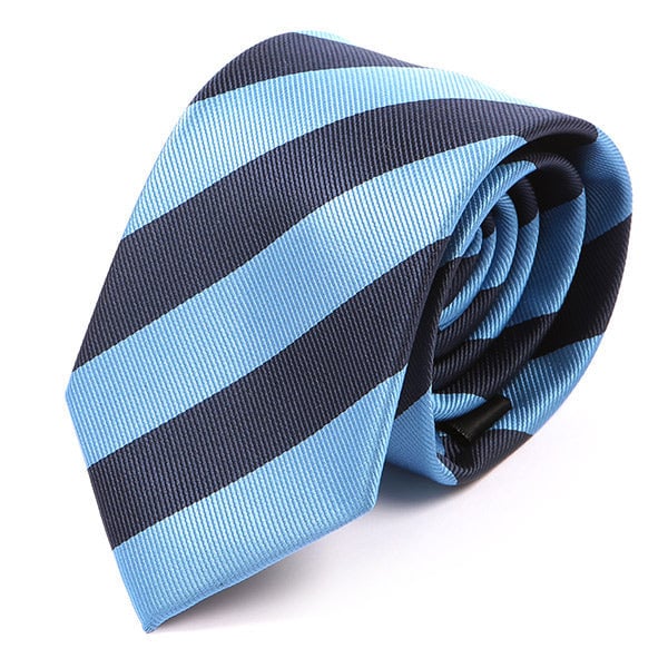 Marineblaue Schmale Streifen Krawatte 7, 5cm Ply von TieDoctorUK