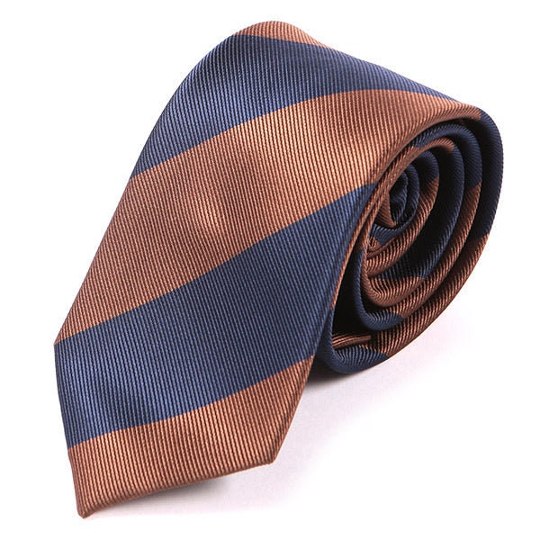 Navy Blau & Braun Dicke Streifen Krawatte 7, 5cm von TieDoctorUK