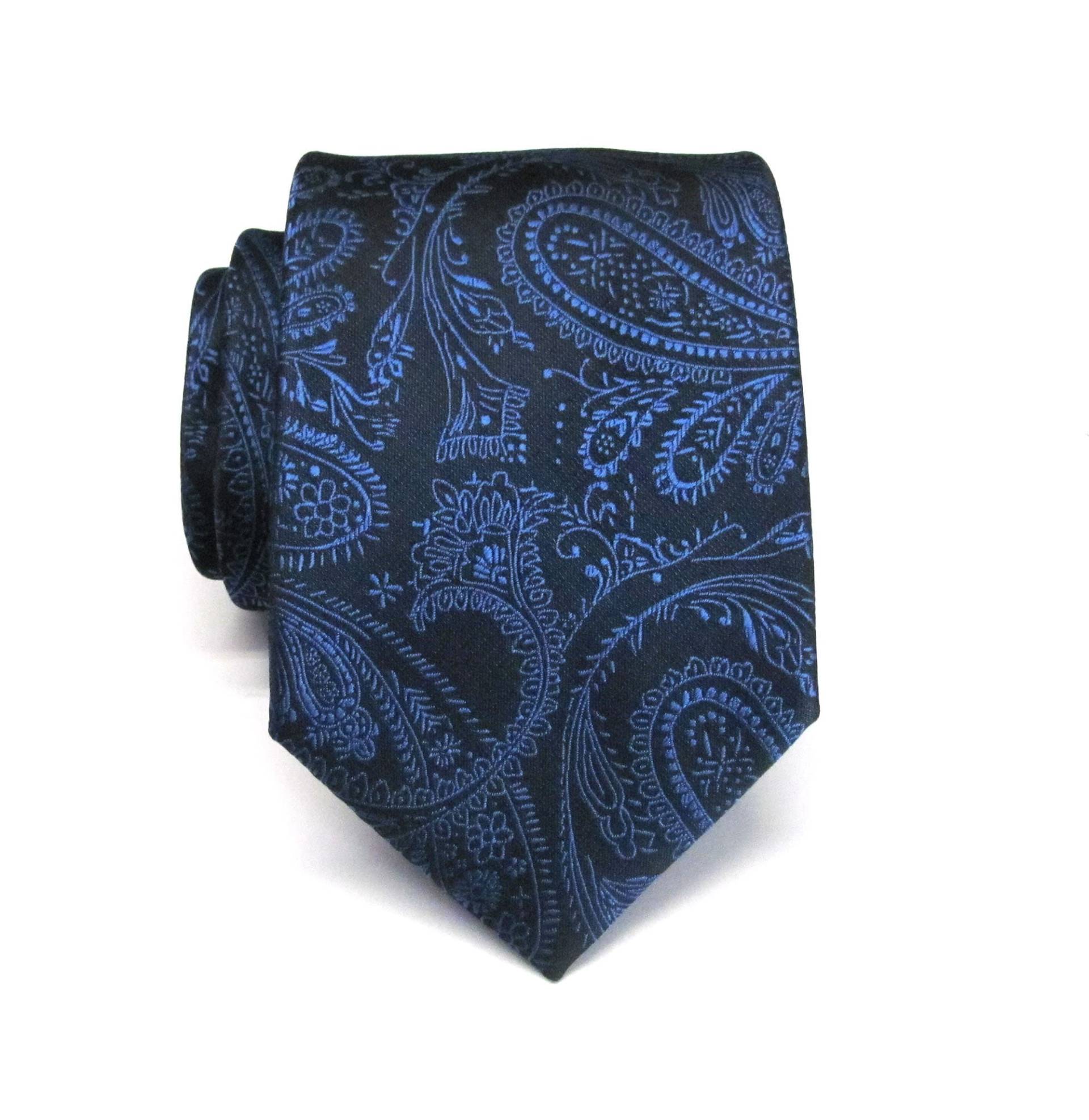 Herrenkrawatte Royal Blau Schwarz Paisley Seide Krawatte Mit Passenden Einstecktuch Option Herrenkrawatte Royal Blau Schwarz Paisley Seide Krawatte Mit Passenden Einstecktuch Option von TieObsessed
