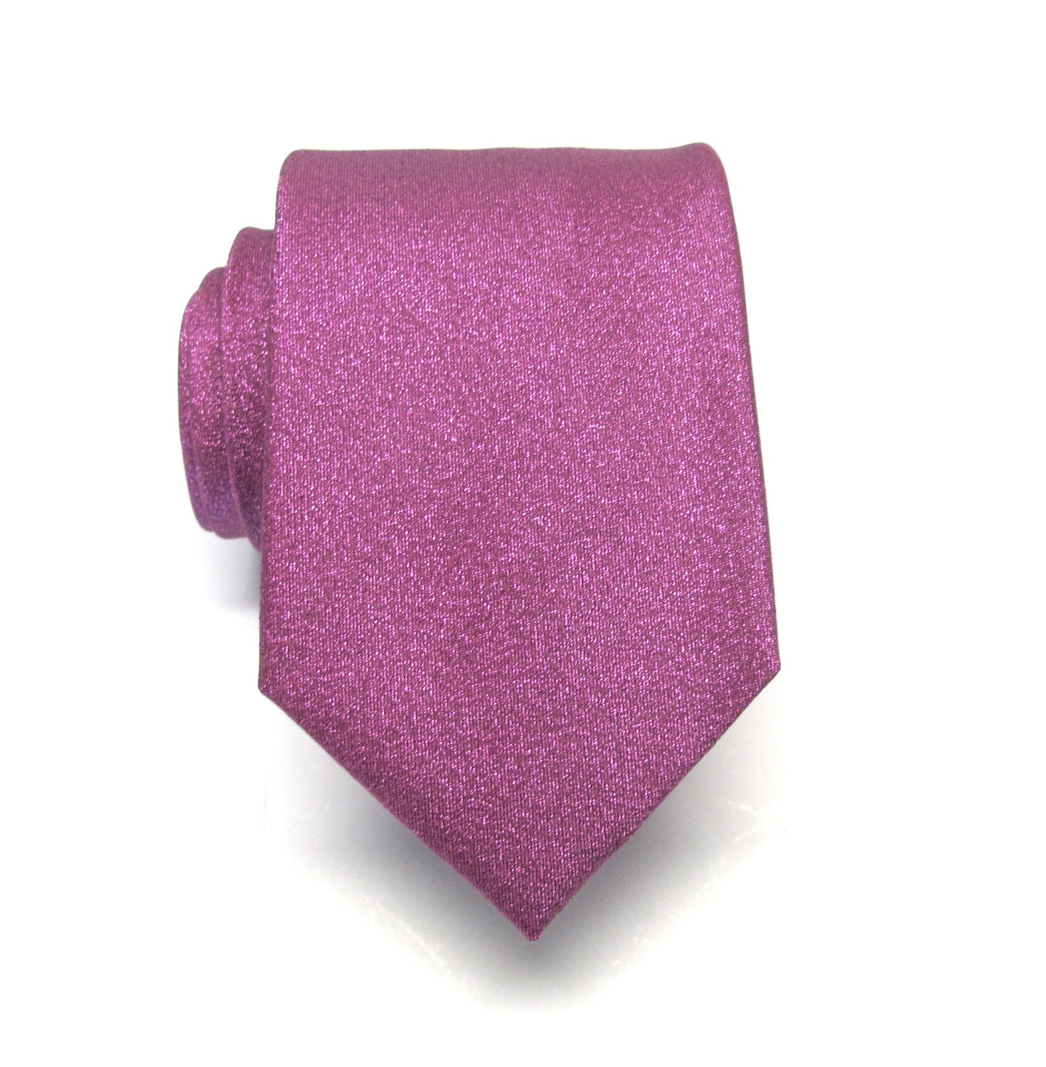 Herren Krawatten. Krawatte Lamé Fuchsia Himbeer Hot Pink Metallic Mit Passendem Einstecktuch-Set von TieObsessed