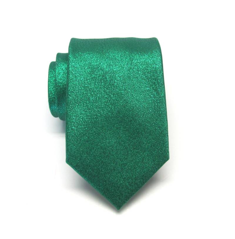 Herren Krawatten. Krawatte Lamé Green Metallic Mit Passendem Einstecktuch-Set von TieObsessed