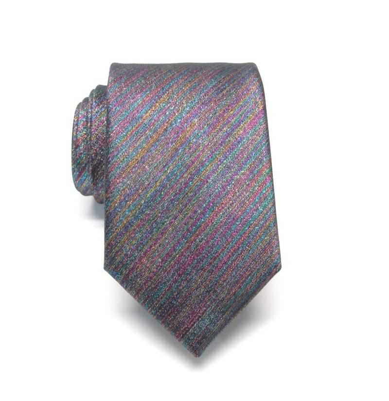 Herren Krawatten. Krawatte Lamé Regenbogen Lila Gold Metallic Mit Passendem Einstecktuch-Set von TieObsessed
