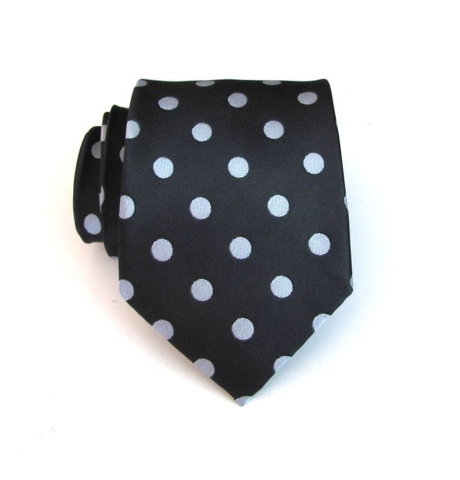 Herren Krawatten. Krawatte Schwarz Hellgrau Dot Männer Seidenkrawatte von TieObsessed