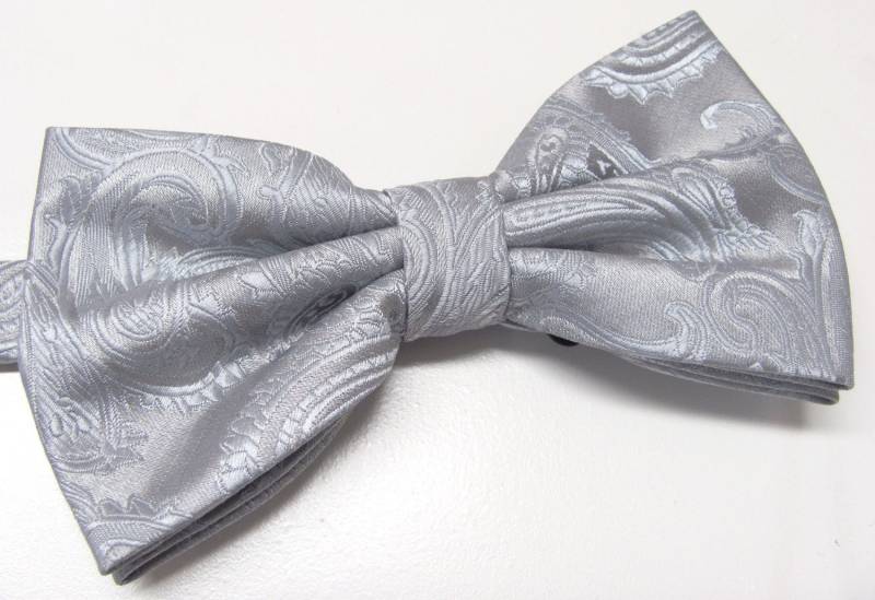 Herren Schleifen. Grau Silber Paisley Fliege Mit Passender Taschenquadrat Option von TieObsessed