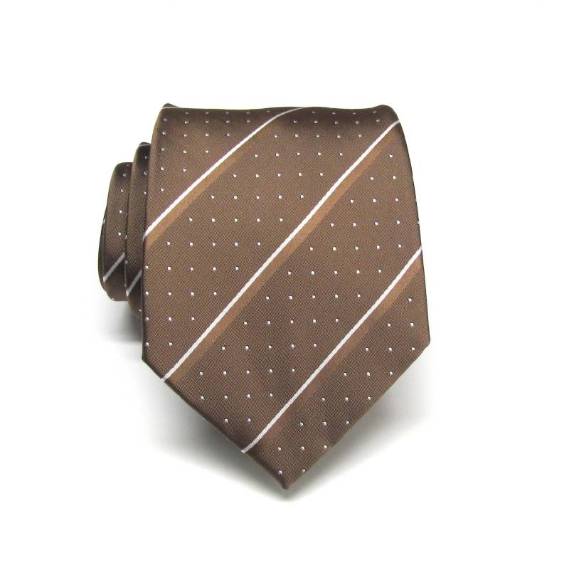 Krawatte Gepunktet Braun Taupe Weiß Punkt Streifen Herren Mit Einstecktuch Option von TieObsessed