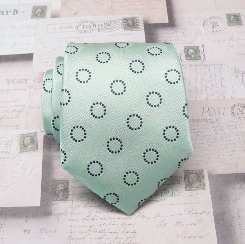 Krawatte. Dusty Green Light Mint Black Polka Dot Herren Krawatte Mit Passendem Einstecktuch Option von TieObsessed