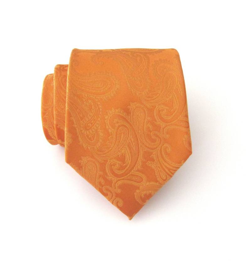 Krawatte. Orangefarbene Paisley Herren Krawatte Mit Einstecktuch Option von TieObsessed