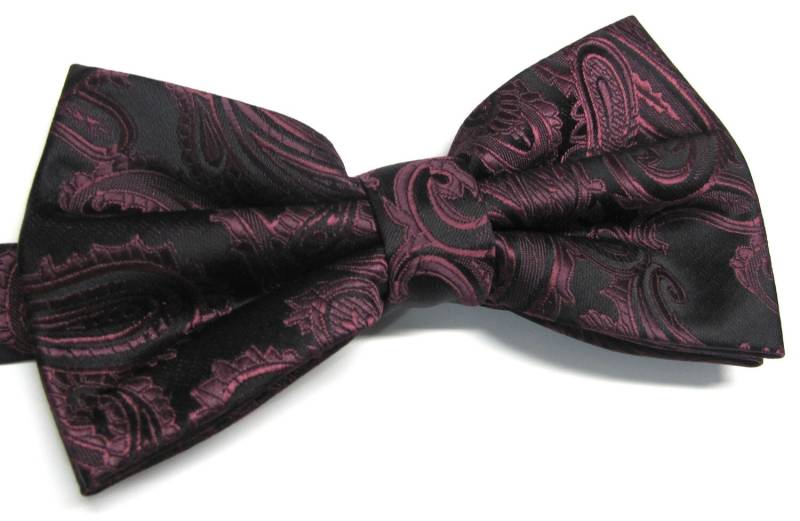 Mens Fliege. Bordeaux Und Schwarz Paisley Fliege Mit Passendem Einstecktuch Option von TieObsessed