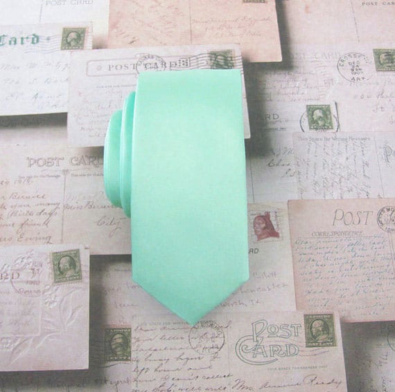 Mint Herren Krawatte Mit Passenden Tasche Platz Set Pastell Grün Dünne Taschentuch Option von TieObsessed