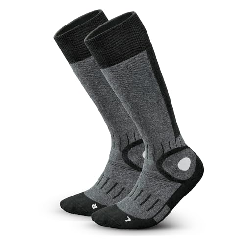 Tiedtke-Medical Motorrad Kniestrümpfe Damen Herren - Wärmend, Antibakteriell, Thermoisolierend - Sportsocken für Biker - Motorradstrümpfe - Socken lang - Farbe: schwarz-grau (44-46) von Tiedtke-Medical