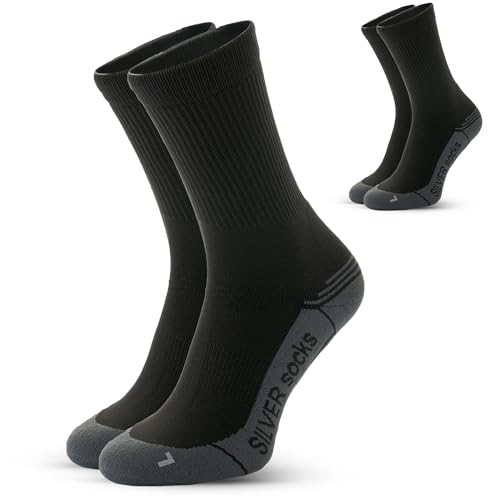 Tiedtke-Medical Motorrad Socken kurz 2 Paar Damen Herren - Motorradsocken mit Silberfäden – Atmungsaktiv, Antibakteriell, Geruchshemmend - kurze Sportsocken - Farbe: schwarz-grau (38-40) von Tiedtke-Medical