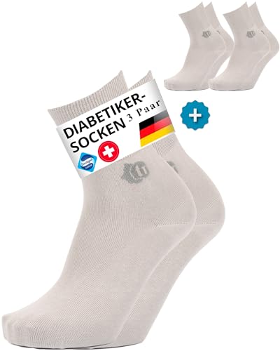 Tiedtke-Medical Venensocken Ultraflex Cotton - Dünne, extra weite Diabetikersocken für Damen & Herren - 3 Paar, Hellgrau, Größe 35-38 von Tiedtke-Medical