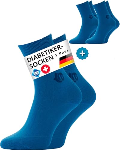 Tiedtke-Medical Venensocken Ultraflex Cotton dünne Baumwollsocken mit extra weitem Bund ohne Gummi antibakteriell Ödemtherapie 3 Paar EU Ware vom Sanitätshaus 3 Paar: petrolblau-35-38 von Tiedtke-Medical