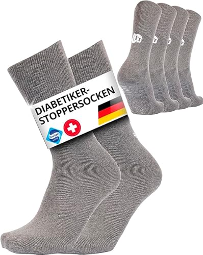 Tiedtke-Medical Diabetikersocken Herren & Damen Stoppersocken, Diabetiker Socken ohne Gummibund, Diabetiker Socken Antirutsch, Patentierte Sanitized® Rutschfeste Socken - 2 Paar von Tiedtke-Medical