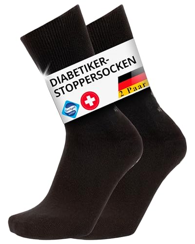 Tiedtke-Medical Diabetikersocken Herren & Damen Stoppersocken, Diabetiker Socken ohne Gummibund, Diabetiker Socken Antirutsch, Patentierte Sanitized® Rutschfeste Socken - 2 Paar von Tiedtke-Medical