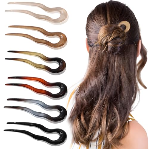Französische Haarnadeln für dickes Haar, französische Haarnadeln, Haarstyling, französische Haarnadel für Damen, feines Haar-Accessoire, gewellt, U-förmig, Urlaubsgeschenke (Bernstein), 6 Stück von Tiefebene
