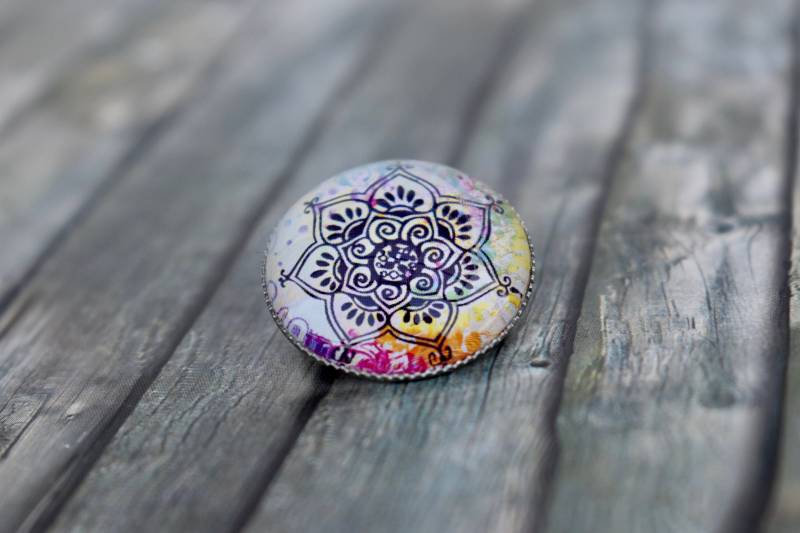 Brosche/Anstecker Pin Button Mandalabrosche Mandalaanstecker "Mandala' von TiefseeKirsche