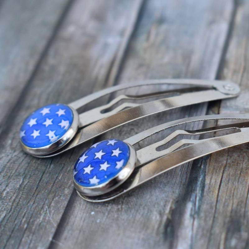 Haarspangen/Clips Haarclips Sterne Sternhaarspangen "2'er Set Sternchenzauber Blau' von TiefseeKirsche
