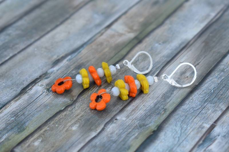 Ohrringe/925'er Silber Glasperlenohrringe Glasblumenohrringe "Blumen' von TiefseeKirsche