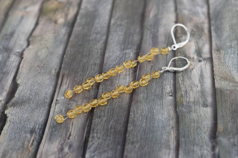 Ohrringe/925'er Silber Glasperlenohrringe Hängeohrringe Frau Ohrschmuck "Gelbe Glasschliffperlen' von TiefseeKirsche