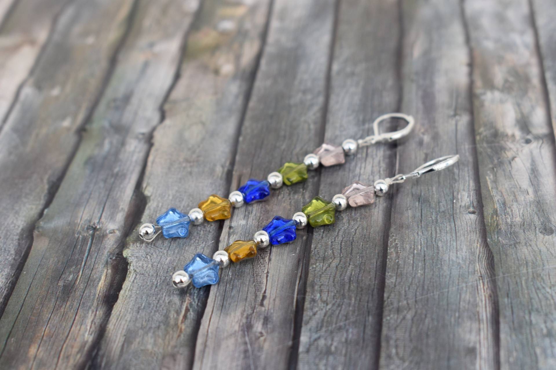 Ohrringe/925'er Silber Glasperlenohrringe Hängeohrringe Ohrschmuck Sternohrringe "Bunte Glassternchen' Ohrringe/925'er Silber Glasperlenohrringe Hängeohrringe Ohrschmuck Sternohrringe "Bunte Glassternchen' von TiefseeKirsche
