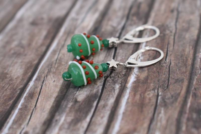 Ohrringe/925'er Silberohrringe Glasperlenohrringe Weihnachtsbaum Weihnachtsgeschenk Weihnachtsschmuck "Tannenbaum' Ohrringe/925'er Silberohrringe Glasperlenohrringe Weihnachtsbaum Weihnachtsgeschenk Weihnachtsschmuck "Tannenbaum' von TiefseeKirsche