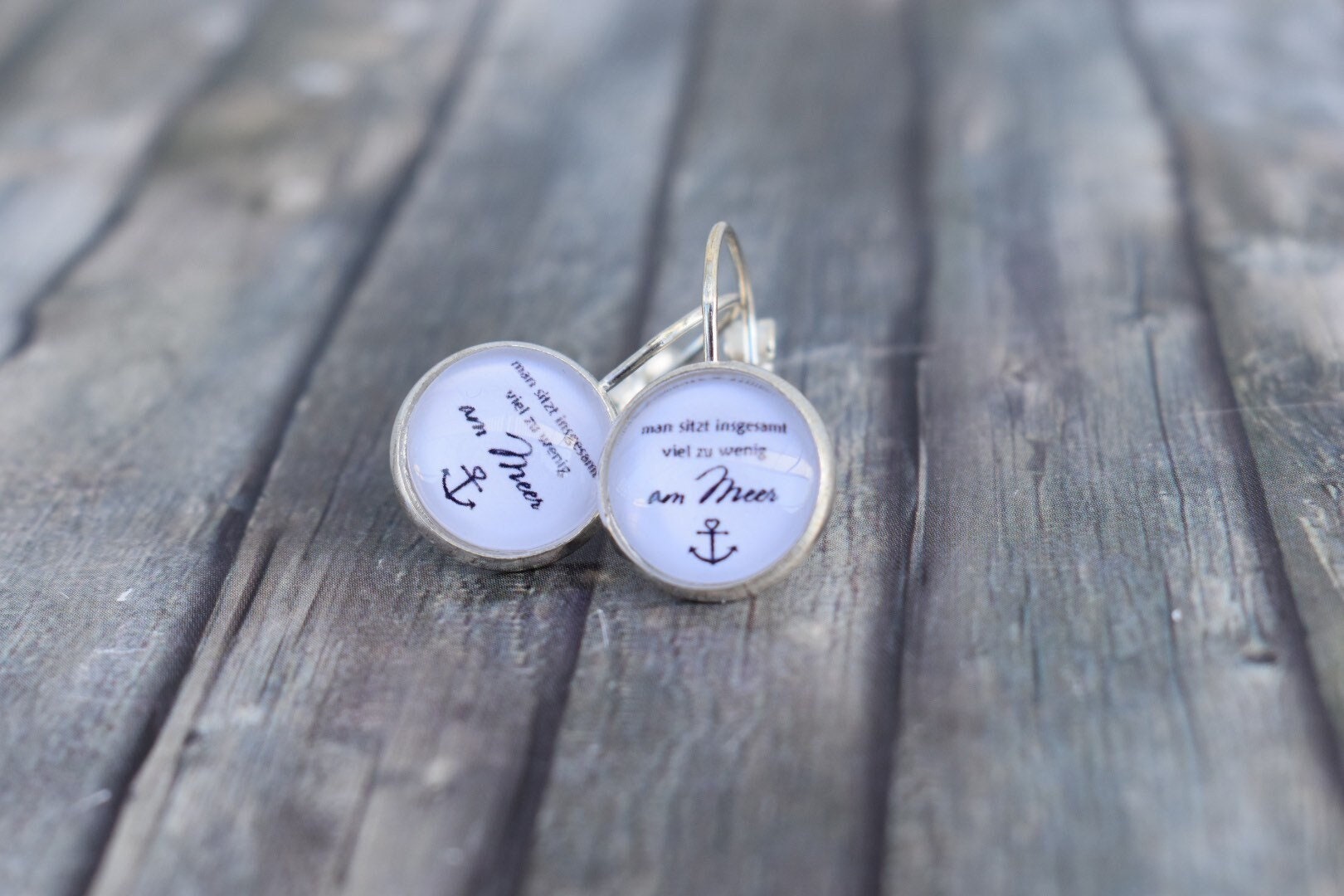 Ohrringe/Cabochonohrringe Ohrschmuck Maritime Anker "Meeres-Sehnsucht Weiß' von TiefseeKirsche