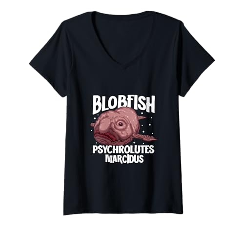 Damen Tiefsee Monster - Blobfisch T-Shirt mit V-Ausschnitt Damen Tiefsee Monster - Blobfisch T-Shirt mit V-Ausschnitt von Tiefseefisch Designs
